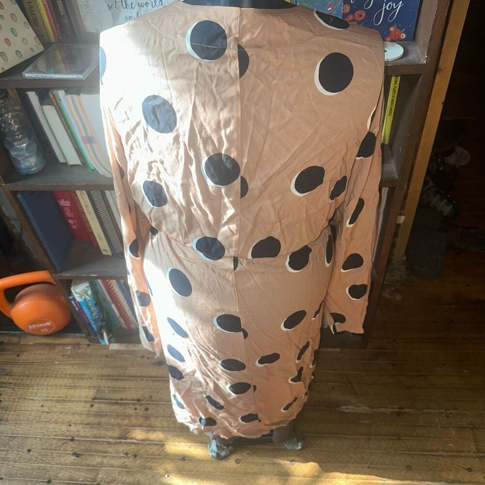 Eloquii black & tan polka dot 22/24 long belted kimono - Picture 3 of 4